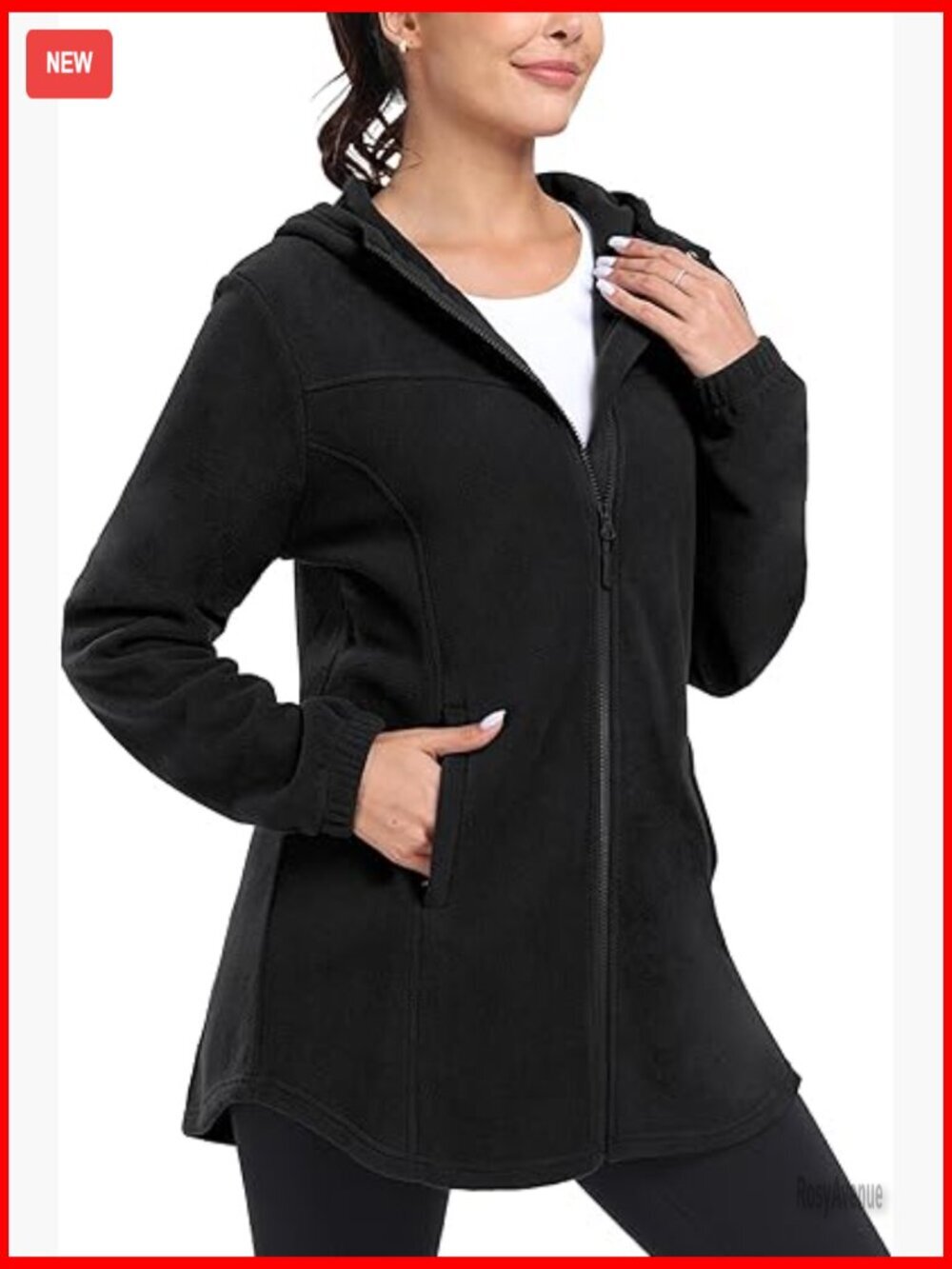Women's Long Fleece Zip Up Hoodie Full Zip Soft Warm Polar Fleece Jacket Coat